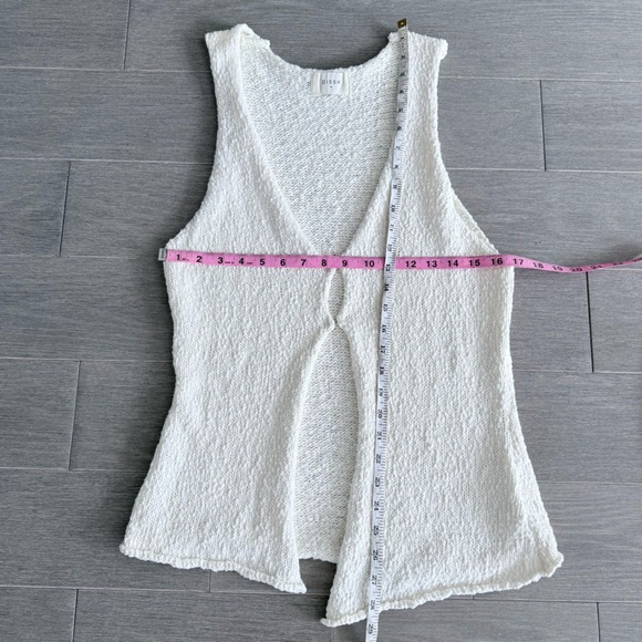 DISSH DION OFF WHITE BOUCLE KNIT VEST M Ivory Textured Boho Minimalist Top - Picture 12 of 12